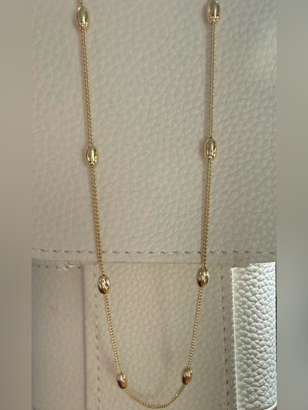 Gold Oval Bead Station Chain Necklace - 22 inch